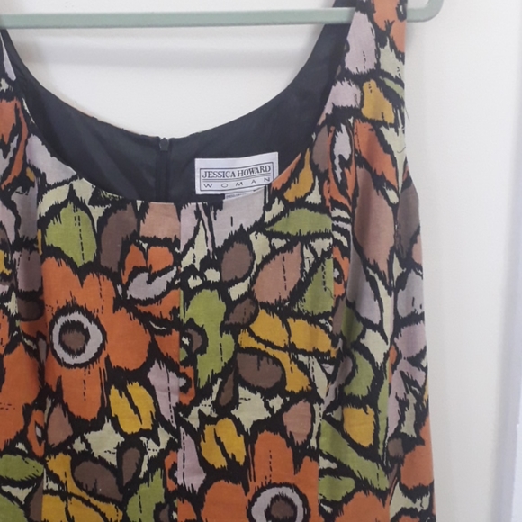 Jessica Howard Woman Bold Tropical Floral Print Linen Dress - Picture 4 of 13